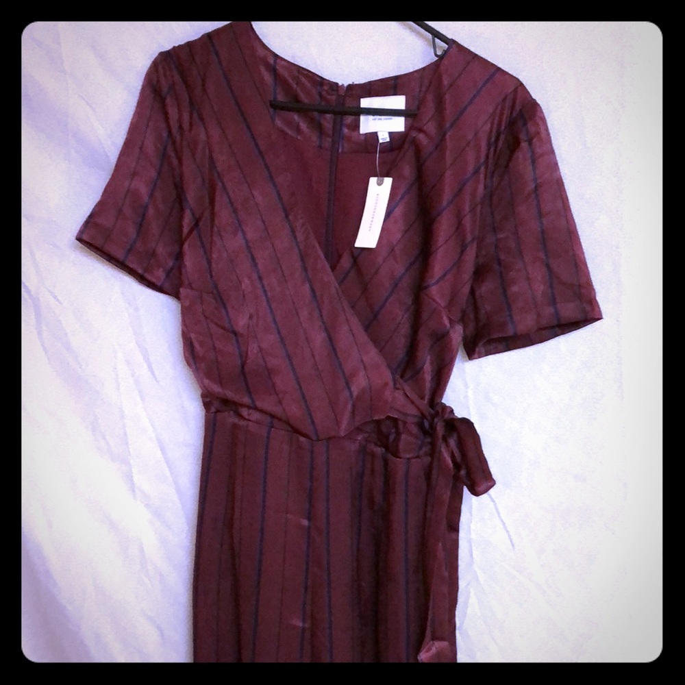 NWT Anthropologie burgundy navy stripped jumpsuit